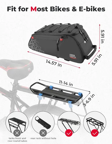 Vista 9 de KEMIMOTO Bolsa trasera para bicicleta – 8L PVC resistente al agua bolsas para bicicleta trasera de bicicleta, alforja para maletero de bicicleta