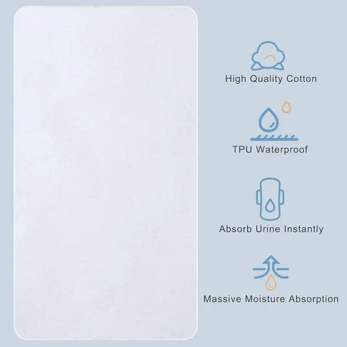 Vista 4 de Protector de franela para cuna, protector de colchón 100% impermeable, tamaño único, 27 x 39 pulgadas