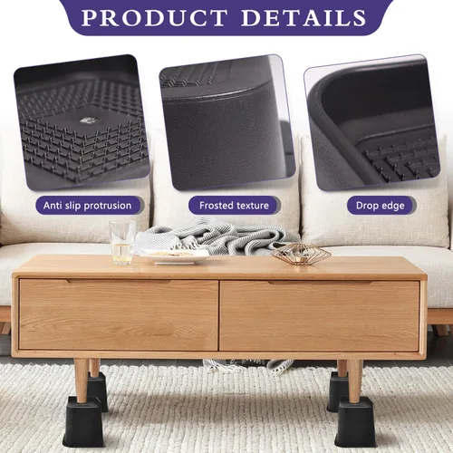 Vista 6 de Elevadores de cama de 6 pulgadas, resistentes, paquete de 4 elevadores de muebles en forma de L de 6 pulgadas, elevadores de gran tamaño para sofá
