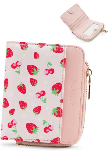 Vista 13 de Billeteras pequeñas y plegables para mujer, mini-cartera RFID para mujer, tarjetero delgado con bolsillo con cremallera para monedas y 2 ventanas