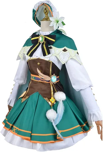 Vista 2 de GenshinImpact Venti - Conjunto completo de disfraz de Halloween para mujer vestido de venti capa de capa