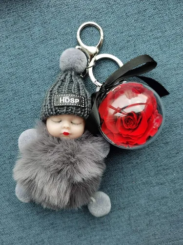 Vista 2 de DORIS&JACKY Llaveros de muñeca lindos, accesorios para monedero, cartera y llavero de coche