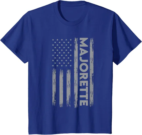 Vista 13 de Great Majorette - Camiseta de bastón giratorio con diseño de bandera de Estados Unidos, Negro, S