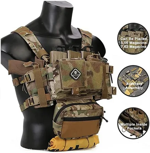 Vista 5 de EMERSONGEAR Tactical MK3 Pecho Rig Chaleco Ajustable Airsoft Molle Modular Micro Lucha Placa Portador Chaleco para Caza Hikng