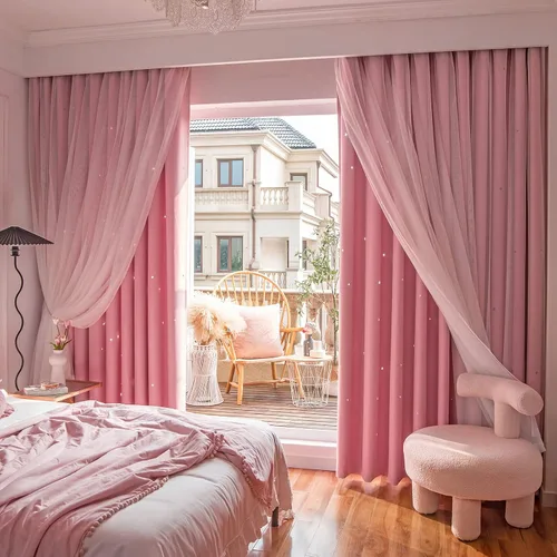 Vista 14 de Loyala Cortinas opacas con diseño de estrellas para dormitorio, doble capa, niños, bonitas, 84 pulgadas de largo, 1 panel, beige, 42 x 84 pulgadas