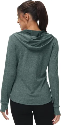 Vista 89 de TBMPOY Chaquetas con capucha y protección solar UPF 50+ para mujer, ligeras, de manga larga, para senderismo, exteriores, con cremallera completa