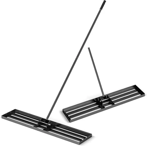 Vista 19 de Goplus Rastrillo nivelador de césped, herramienta de césped de 30 x 10 pulgadas con mango ergonómico para suelo, rastrillo de paisaje que ahorra