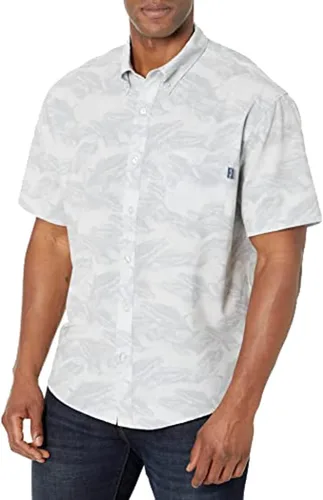 Vista 10 de HUK Camisa Kc Scott estampada Kona, camisa de rendimiento con botones de manga larga para hombre Fish Chaos - Blanco