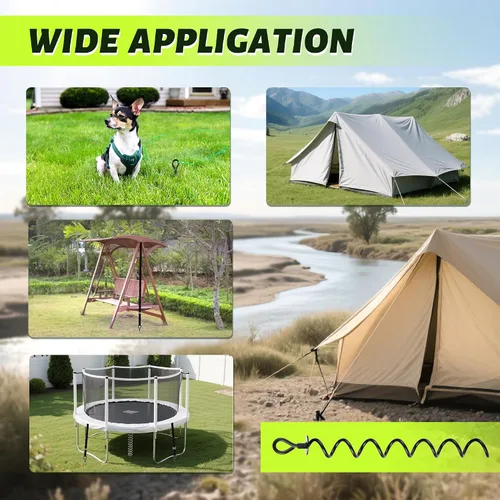 Vista 8 de Tornillo de anclaje de suelo de 22.4 pulgadas, paquete de 4 estacas de anclaje para trampolín, kit de amarre en espiral resistente al viento