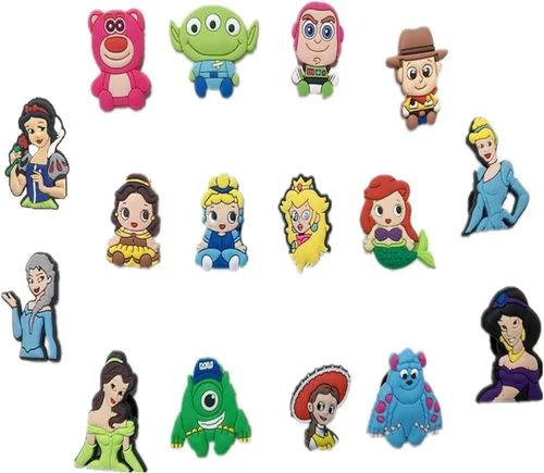 Vista 4 de 50 dijes de cocodrilo para niños y niñas, MarioMickeyVideojuegoPrincesa, etc. Dijes para decoración de zapatos y pulsera, regalos de fiesta
