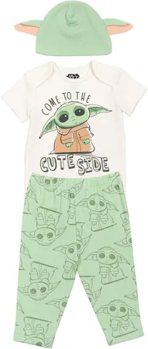 Vista 2 de STAR WARS Mandalorian The Child - Conjunto de 3 piezas para bebé body y pantalones