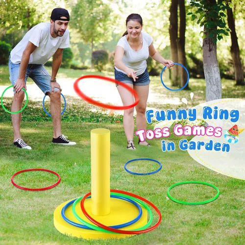 Vista 5 de Hiboom Juegos de lanzamiento de anillos de piscina, juegos de piscina para adultos y familia con 6 anillos de lanzamiento, juguetes flotantes