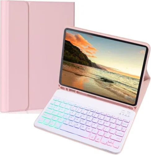 Vista 10 de Funda para teclado Galaxy Tab S6 Lite de 10.4 pulgadas 2024/2022/2020, cubierta de teclado Bluetooth magnético desmontable con retroiluminación de 7