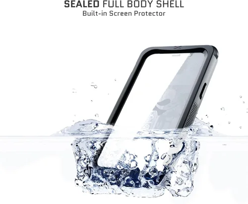 Vista 3 de Ghostek NAUTICAL - Funda impermeable para iPhone 14 Plus con protector de pantalla, clip para cinturón, imanes MagSafe, a prueba de golpes, Negro