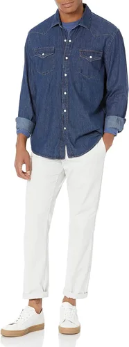 Vista 4 de Tienda Essentials - Camisa de mezclilla, corte regular y manga larga para hombre