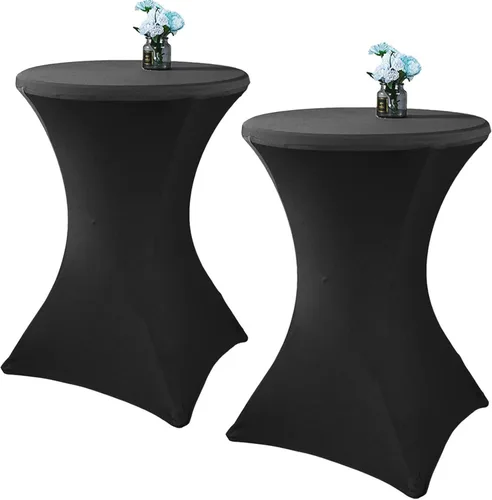 Vista 11 de Paquete de 2 manteles de cóctel de elastano de 24 x 43 pulgadas, redondos, ajustables, para bodas, banquetes, eventos, fiestas
