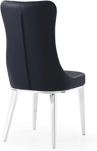 Vista 8 de ZURI Modern Norma Silla de comedor - Negro con base de acero inoxidable pulido