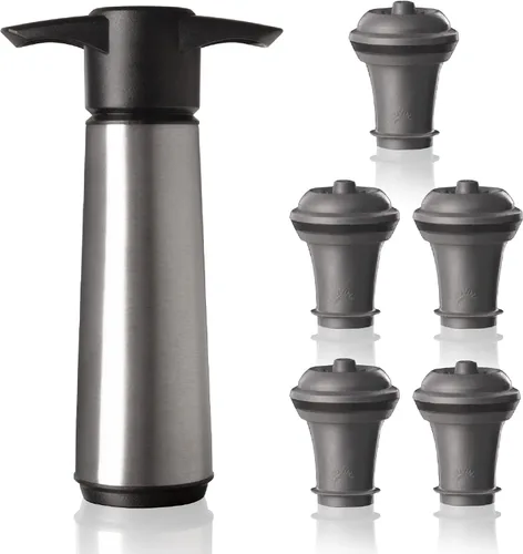 Vista 10 de Vacu Vin Bomba de ahorro de vino con 1 tapón al vacío, acero inoxidable, sello hermético para preservar la frescura hasta 10 días, reutilizable, a