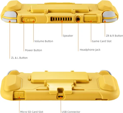 Vista 5 de Protective Case Bundle for Nintendo Switch Lite, Tempered Glass Screen Protector, 4 Game Card Slots, Kick-Stand, Ergonomics Hand Grip, Shockproof