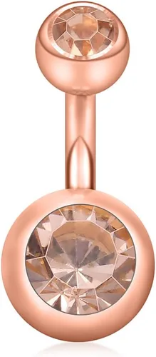 Vista 14 de Ruifan 14G 0.236 in 1/4 pulgadas 316L Acero quirúrgico cristal ferido CZ corto ombligo aretes de ombligo anillos de botón 4-6 piezas
