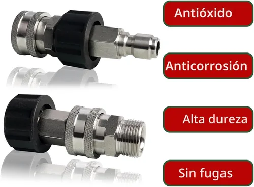 Vista 4 de LIULO TOOL - Juego de conexión rápida para lavadora a presión, kit de desconexión rápida de acero inoxidable, conector rápido rosca macho métrica