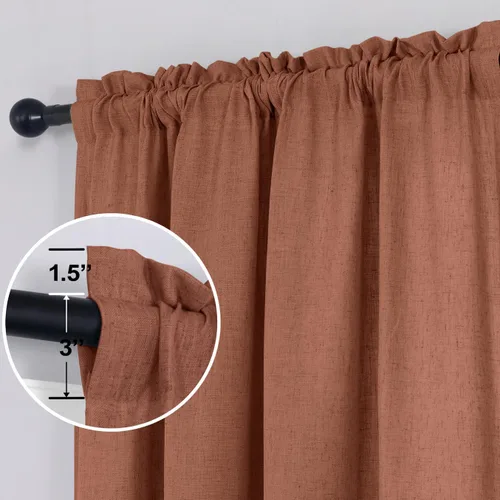 Vista 79 de KOUFALL Juego de 2 cortinas de puerta francesa, cortinas de lino para puerta/ventana, cortina transparente boho para cristal lateral delantero