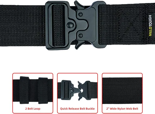 Vista 7 de MELOTOUGH Cinturón de herramientas acolchado con anillo en D para hombre, resistente y duradero, doble hebilla de rodillo de metal + cinturón