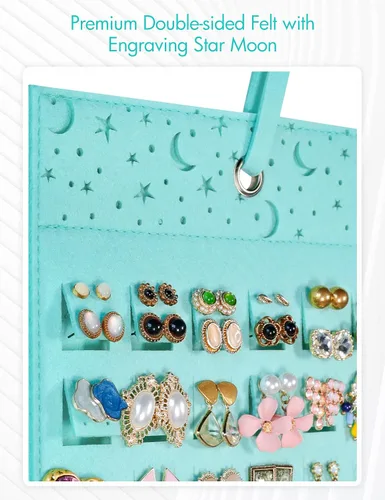 Vista 6 de Organizador de aretes colgantes soporte de pared para aretes soporte de pared de fieltro para almacenamiento de aretes organizador de joyas colgante