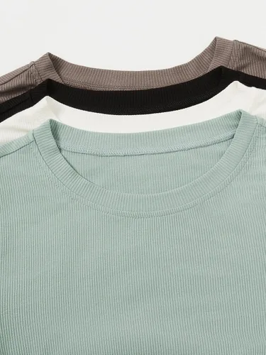 Vista 3 de Verdusa Camiseta básica de 4 piezas para mujer cuello redondo manga larga