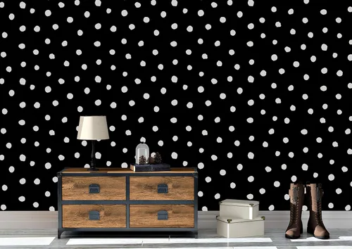 Vista 3 de Circle Polka Dots Pattern Peel and Stick Wallpaper Removable Wall Mural #6206 (108in Tall X 48in Wide, White Polka Dots)