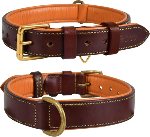 Vista 9 de Collar de cuero para perro Collar de cuero para perros pequeños, collar de perro de 0.75 pulgadas de ancho, negro, genuino, de grano completo