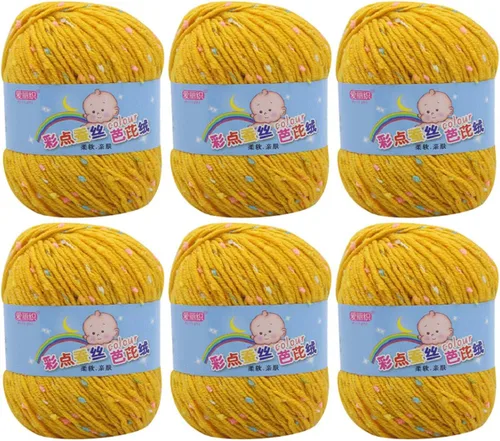 Vista 24 de Paquete de 6 hilos de ganchillo de algodón colorido para tejer suéter súper suave para mantas de bebé y ropa, sombrero, bufanda, 10.58 oz