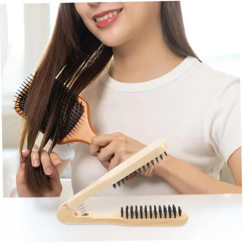 Vista 4 de Healifty Madera de doble cara antiestático enderezar el cabello y peinar cepillo/herramienta de peine (marrón)