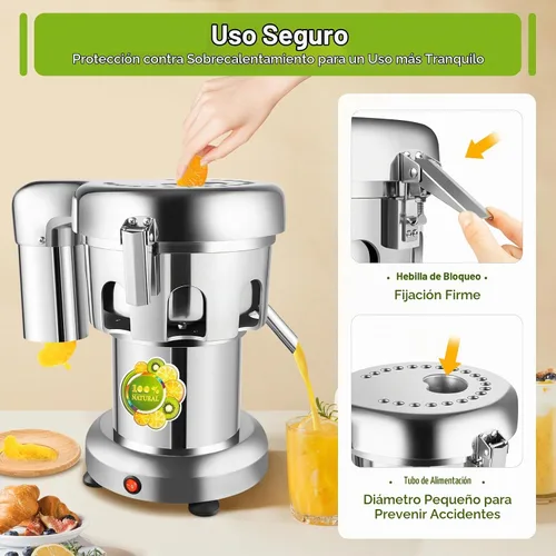 Vista 5 de Máquina extractor de jugo comercial resistente, fabricante de exprimidores de acero inoxidable para frutas y verduras Herramienta centrífuga