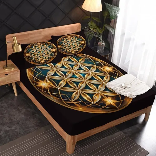 Vista 2 de Juego de sábanas abstractas tamaño individual, sábanas de microfibra suave y bolsillo profundo, sábanas y fundas de almohada estampadas sin arrugas