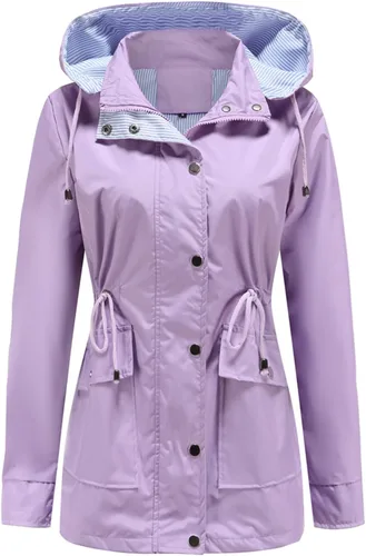 Vista 2 de MODFUL Chaquetas ligeras para mujer, chaqueta impermeable para lluvia, rompevientos, gabardinas al aire libre con capucha