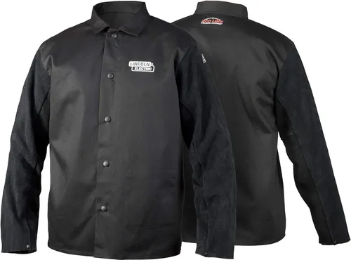 Vista 2 de Lincoln Electric chaqueta de soldadura unisex para adultos, tradicional de mangas de cuero divididas, color negro, talla mediana US