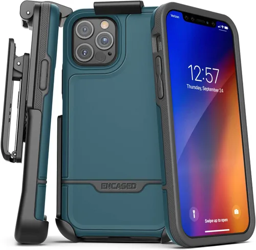 Vista 12 de ENCASED Funda para cinturón con clip para iPhone 11 (2019 Rebel Armor) Funda protectora resistente de cuerpo completo con soporte (Negro)