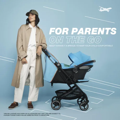 Vista 6 de CYBEX Beezy 2 - Cochecito de viaje compacto y ligero, compatible con asientos de automóvil CYBEX, gris niebla