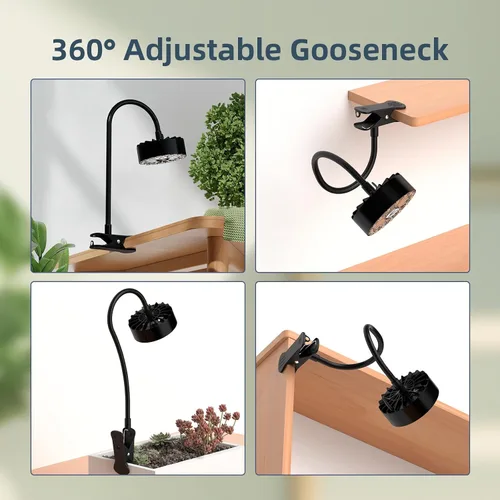 Vista 4 de Luz LED de crecimiento de espectro completo con ventilador de enfriamiento integrado, luces de plantas con clip para plantas