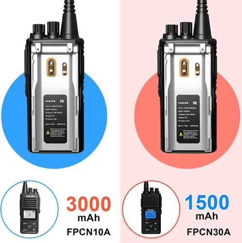 Vista 5 de SAMCOM - Radio de 2 vías de largo alcance, FPCN30A 20 canales Walkie Talkie hasta 5 millas, radio de mano recargable para senderismo al aire libre