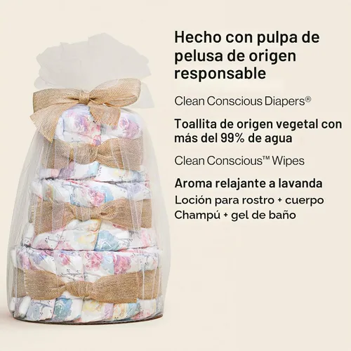 Vista 4 de The Honest Company - Pastel de pañales, a base de plantas, flor de rosa, 35