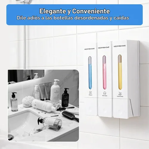 Vista 2 de Shower Soap Dispenser Bathroom Accessories Set Wall Mounted No Drill White