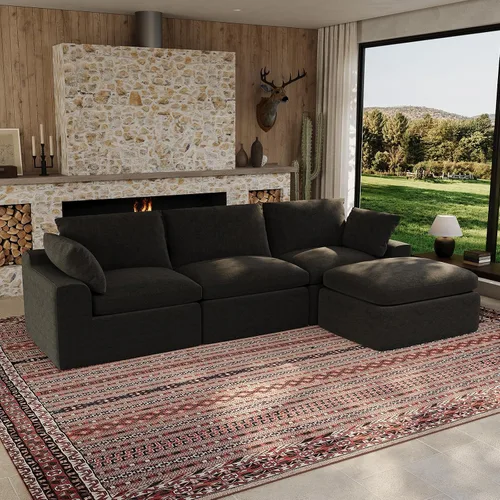 Vista 13 de Maywish Sofá Cloud de 104 pulgadas, sofá modular en forma de L, color gris Gris oscuro