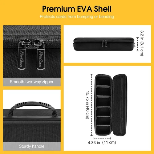 Vista 4 de ProCase - Estuche de almacenamiento para tarjetas coleccionables con 5 divisores Durable Travel Box for Playing Card Games, Stores 1200 Cards