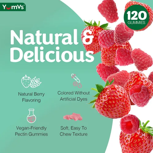 Vista 5 de YumVs Complete Multivitamínico y Multimineral para Adultos Jaleas, Frambuesa, 60