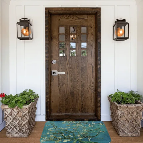 Vista 3 de INVIN ART Van Gogh - Tapete antideslizante para puerta, diseño de ramas con Ramas Con Flor De Almendro