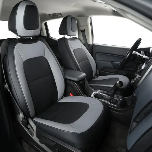 Vista 10 de LUCKYMAN CLUB 2 fundas de asiento delanteras Chevy Colorado, aptas para camión de trabajo Colorado Crew Cab Z71 LT ZR2 2015-2022 con piel sintética