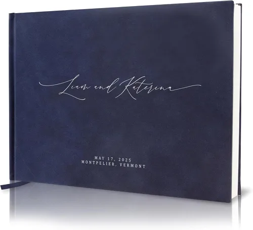 Vista 15 de MUUJEE Libro de visitas personalizado con brillo bronce - Libro de invitados moderno personalizado de alta calidad para recepción de boda, fiesta