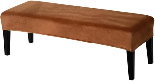 Vista 12 de SearchI Funda elástica para banco de comedor, lavable y duradera, fundas de asiento rectangulares para comedor, sala de estar, cocina (rejilla beige)